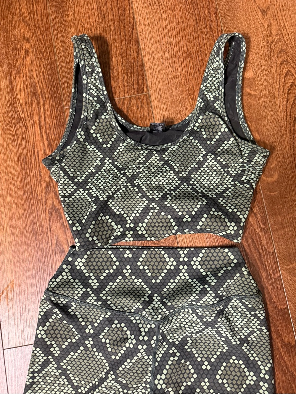 Athleta Green Python Crop Tank and Leggings